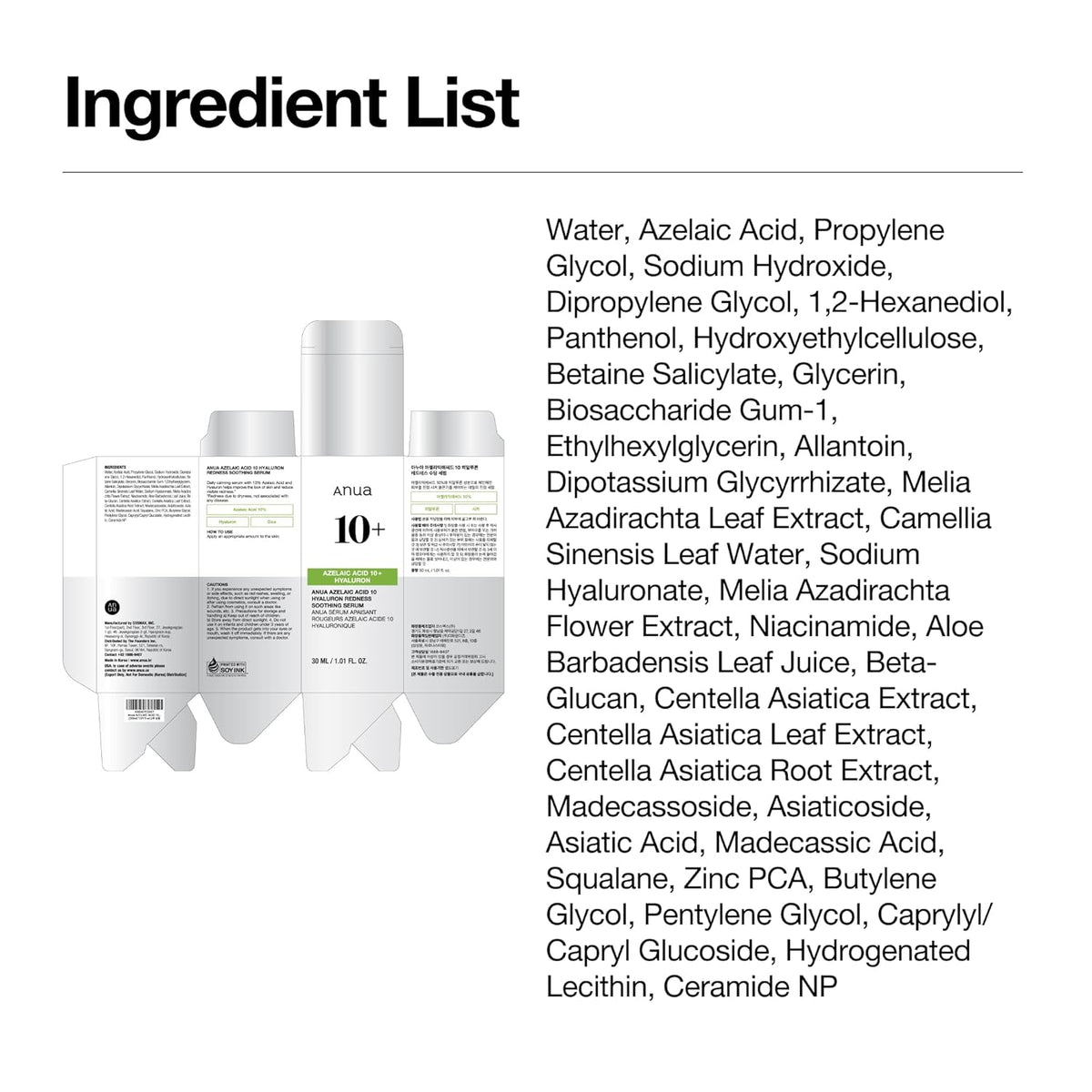 Anua Azelaic Acid 10% Hyaluron Redness Soothing Serum